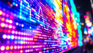 A photograph of a vibrant led display in action