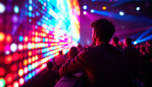 A photograph of a vibrant led display in action at a stage event in tampa