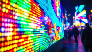 A photograph of capture a photograph of a vibrant led display in action