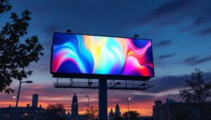 A photograph of a vibrant led billboard in an urban setting