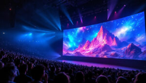 A photograph of capture a photograph of the world's largest led movie theater screen