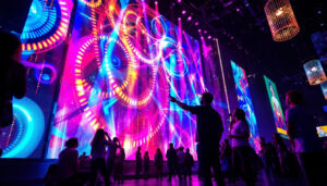 A photograph of a vibrant led display at ball vegas