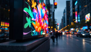 A photograph of capture a photograph of a vibrant outdoor led display in use