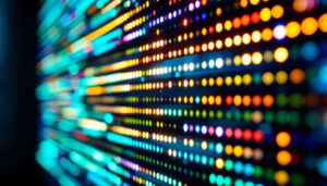 A photograph of a vibrant led display in action
