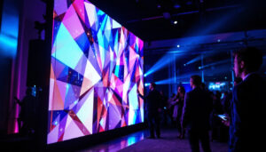 A photograph of a vibrant led display in action at an event