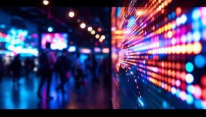A photograph of a vibrant led display in action