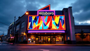 A photograph of capture a photograph of the vibrant led display at hillsboro cinema