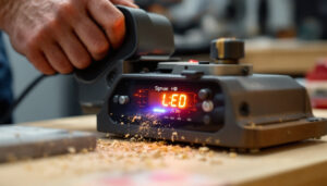 A photograph of a small planer in action
