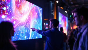 A photograph of capture a photograph of a vibrant led display in action