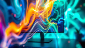 A photograph of a sleek led monitor with a focus on its bezel