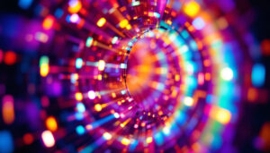 A photograph of a vibrant led display showcasing a dynamic light simulation
