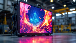 A photograph of a ruggedized led display in an outdoor or industrial setting