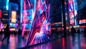 A photograph of a vibrant 8k led display showcasing stunning visuals