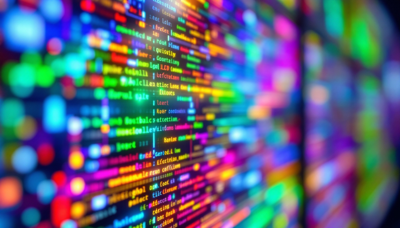 A photograph of a close-up view of a vibrant led display panel showcasing vivid colors and intricate details