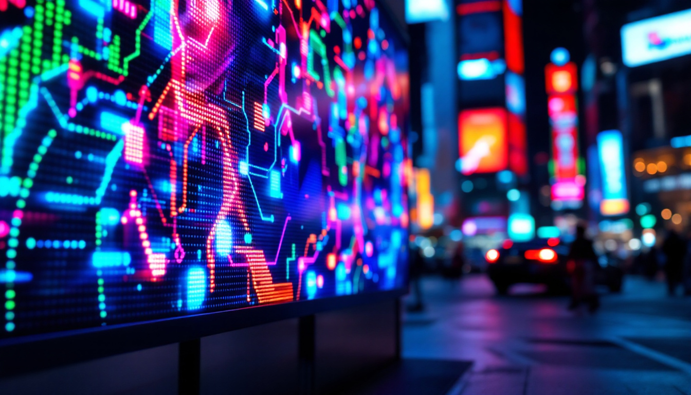 A photograph of a vibrant led display in action