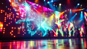 A photograph of a vibrant led video panel in action