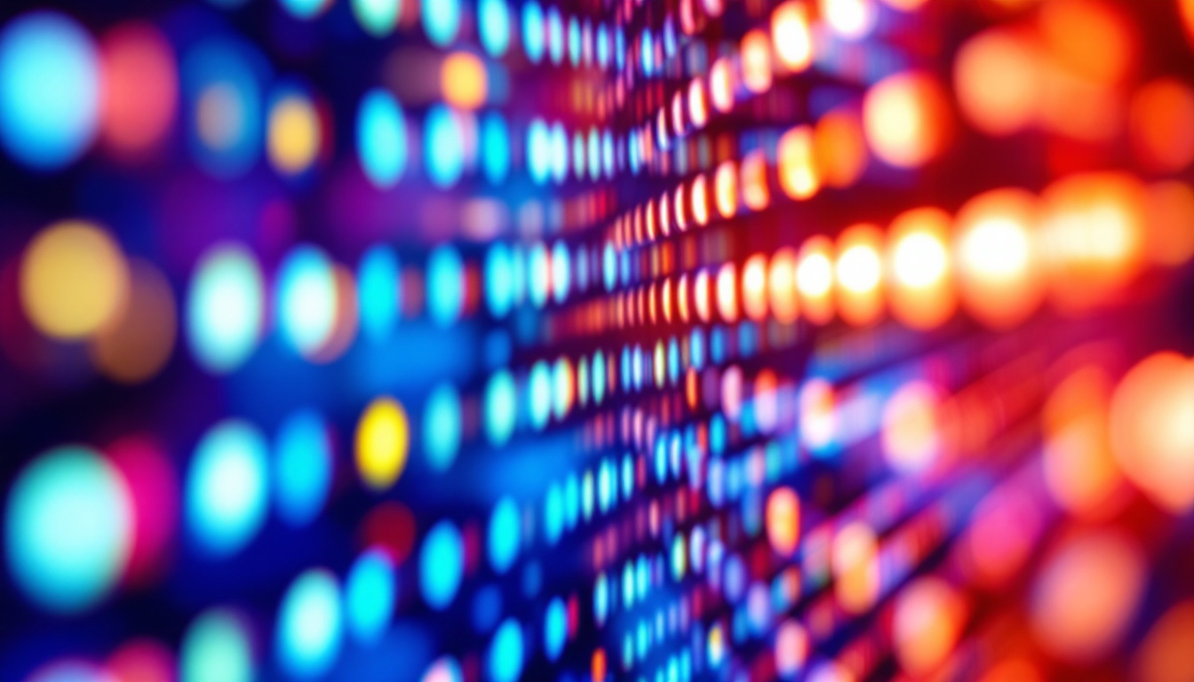 A photograph of a close-up of a vibrant led display in use