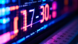 A photograph of a close-up of an led display showing a vibrant and clear measurement conversion from inches to millimeters
