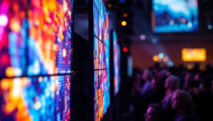 A photograph of a vibrant led screen in use at an event