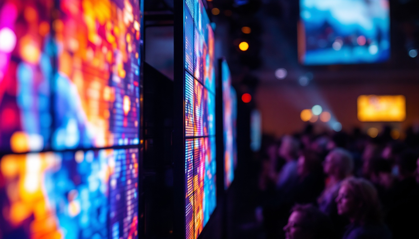A photograph of a vibrant led screen in use at an event