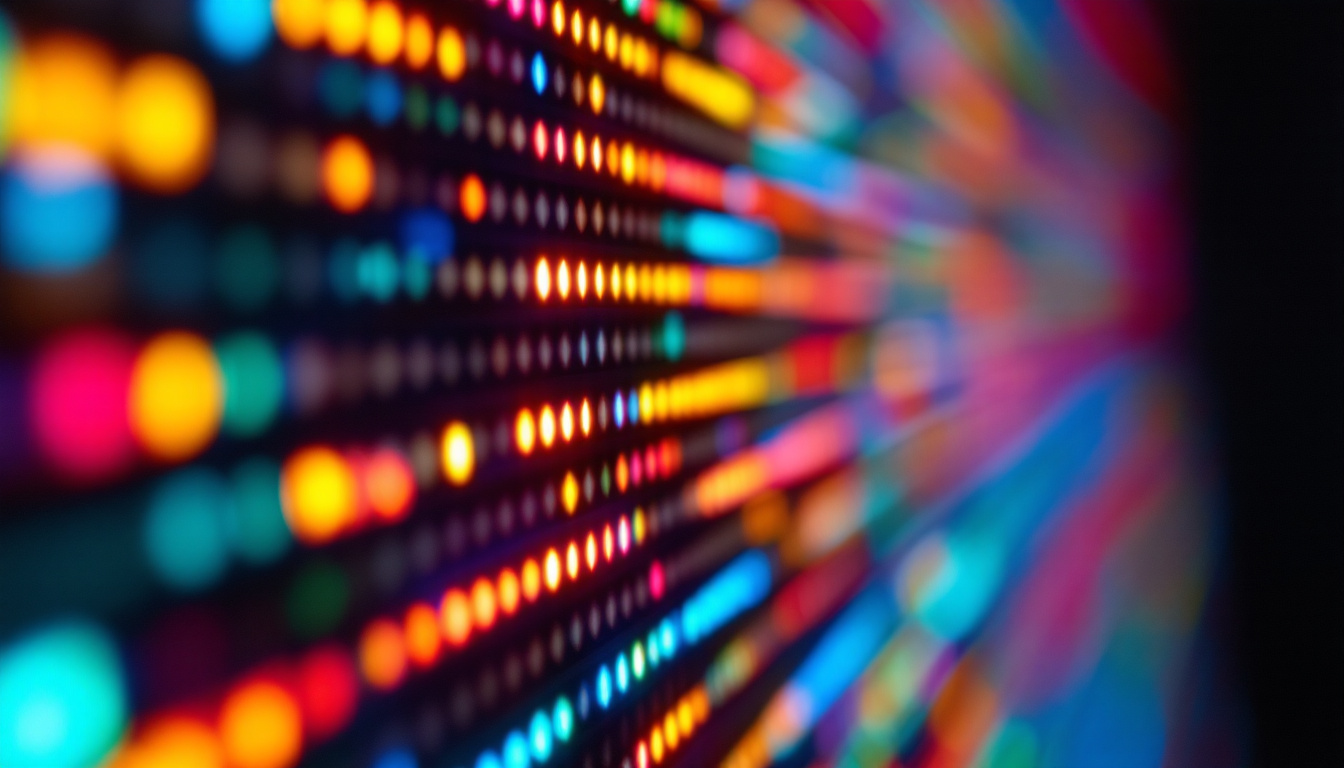 A photograph of a close-up shot of a vibrant smd led display in action