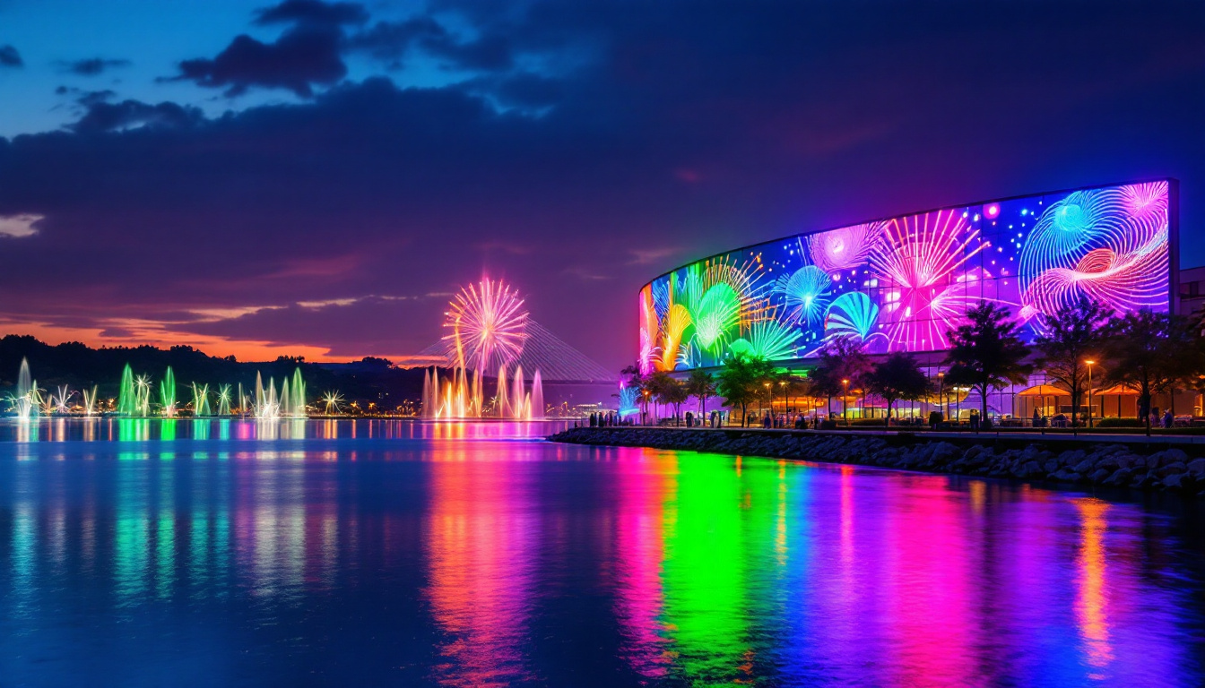 A photograph of capture a photograph of the vibrant led display at lakeside columbia