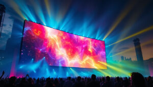 A photograph of capture a photograph of the world's largest led screen in action