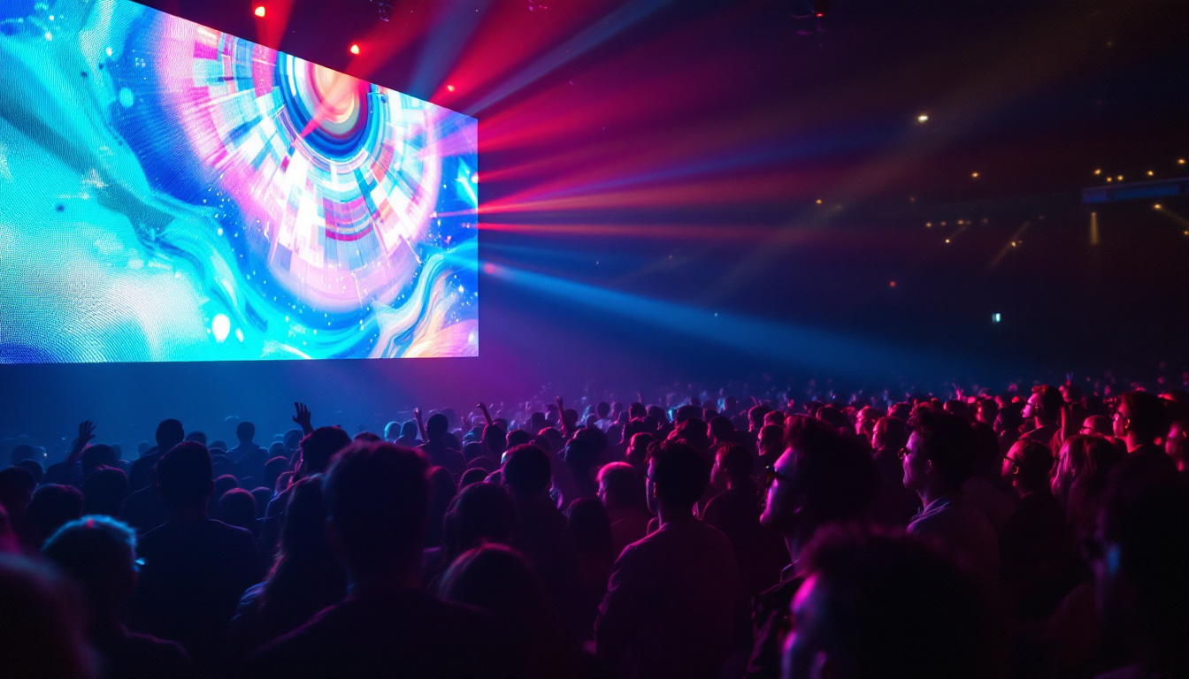 A photograph of a vibrant led screen in action during a concert