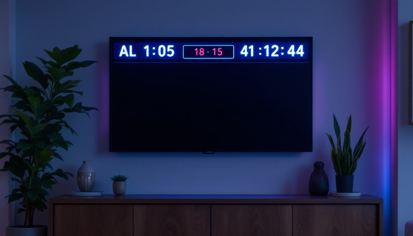 A photograph of a vibrant led sports ticker display mounted in a cozy home setting