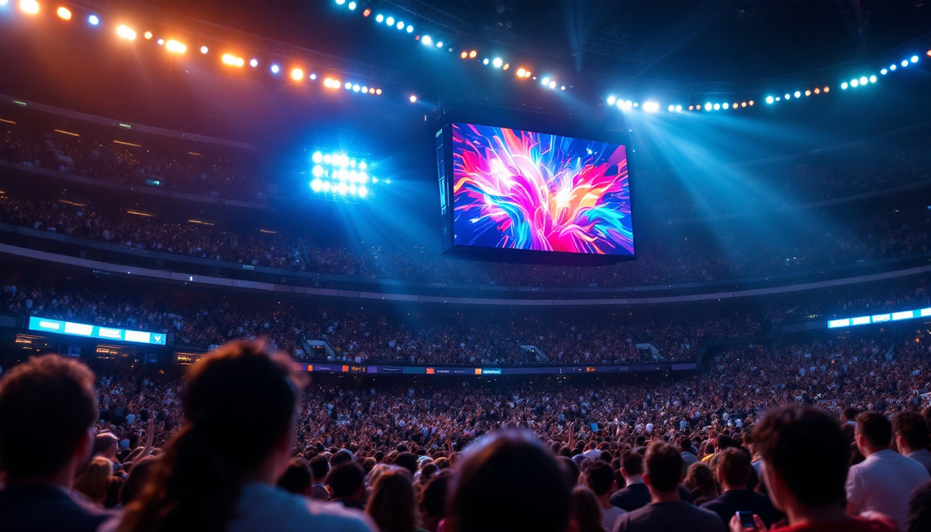 A photograph of a vibrant led sports scoreboard in action during a live game