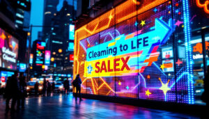 A photograph of a vibrant commercial led sign in action