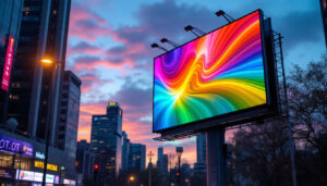 A photograph of a vibrant led billboard in an urban setting