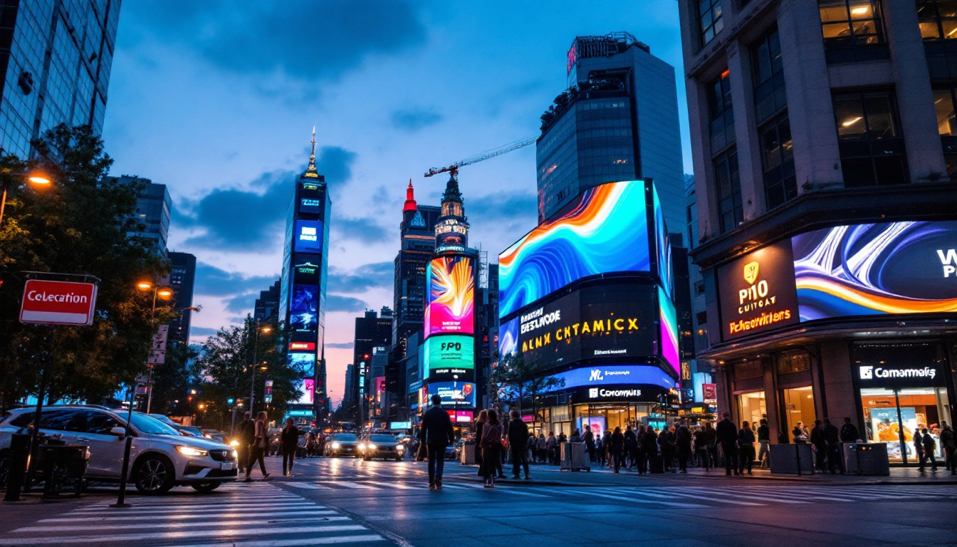 A photograph of capture a photograph of a vibrant p10 outdoor led display in action