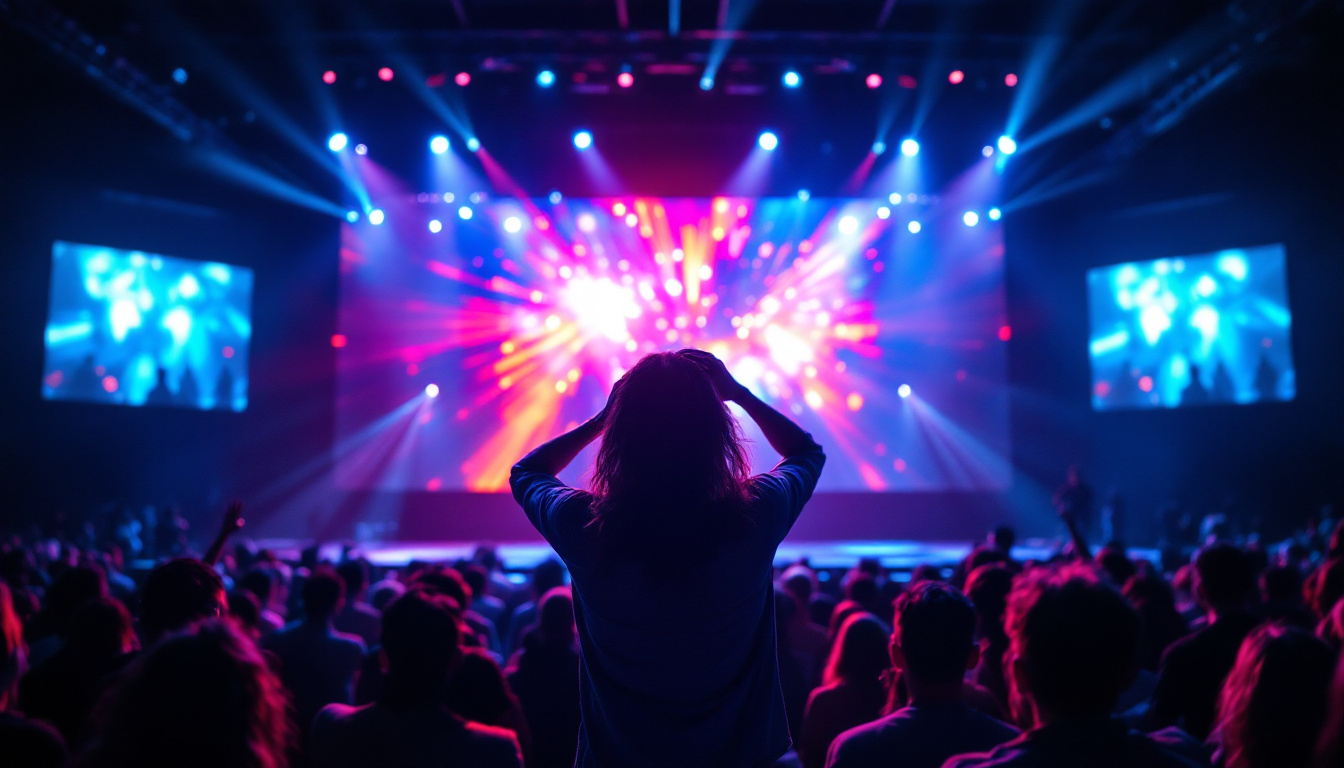 A photograph of a vibrant led display in action during a live event