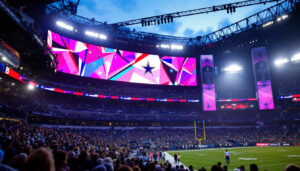 A photograph of the expansive led display at cowboys stadium
