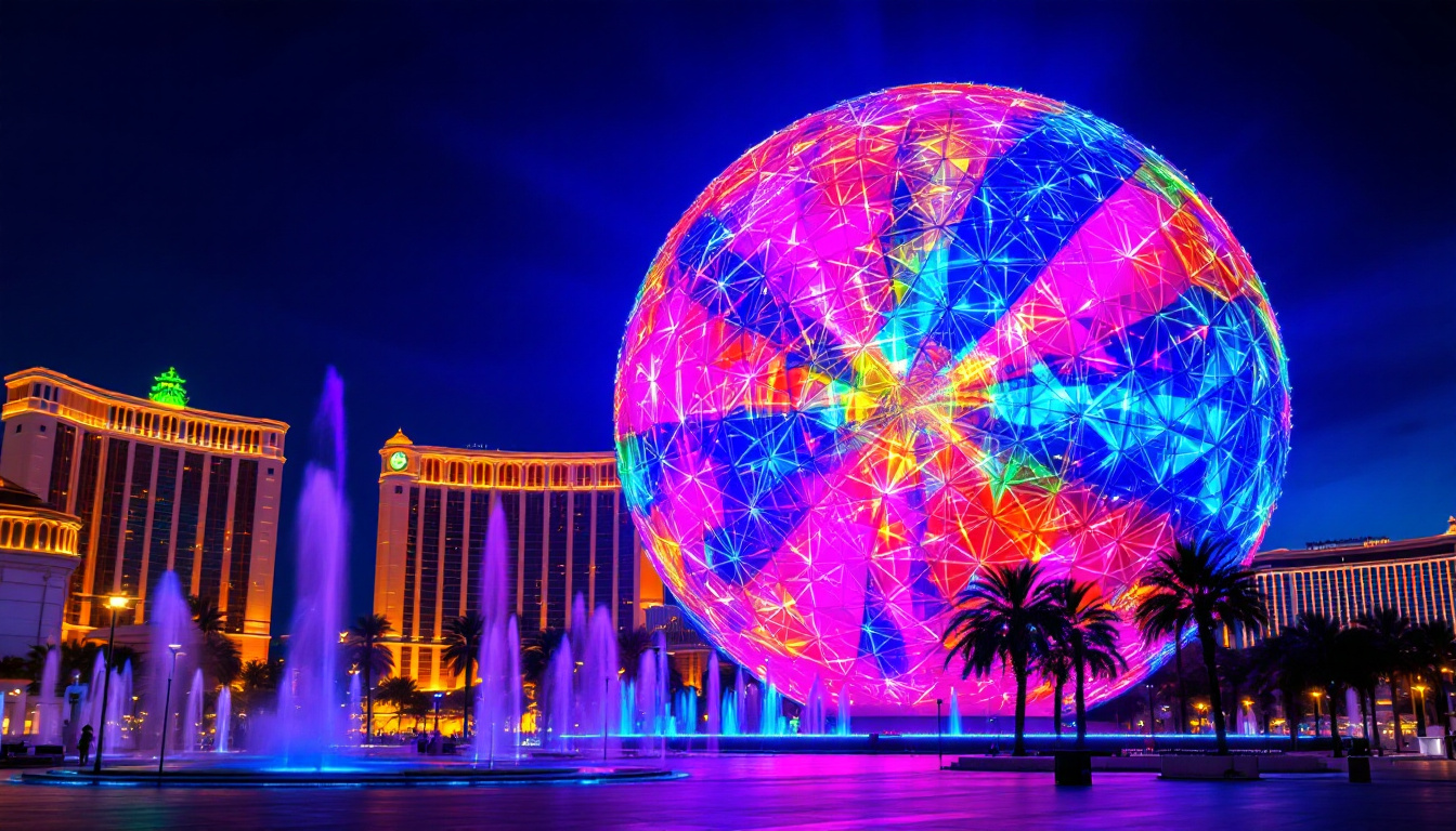 A photograph of capture a photograph of the giant sphere in las vegas