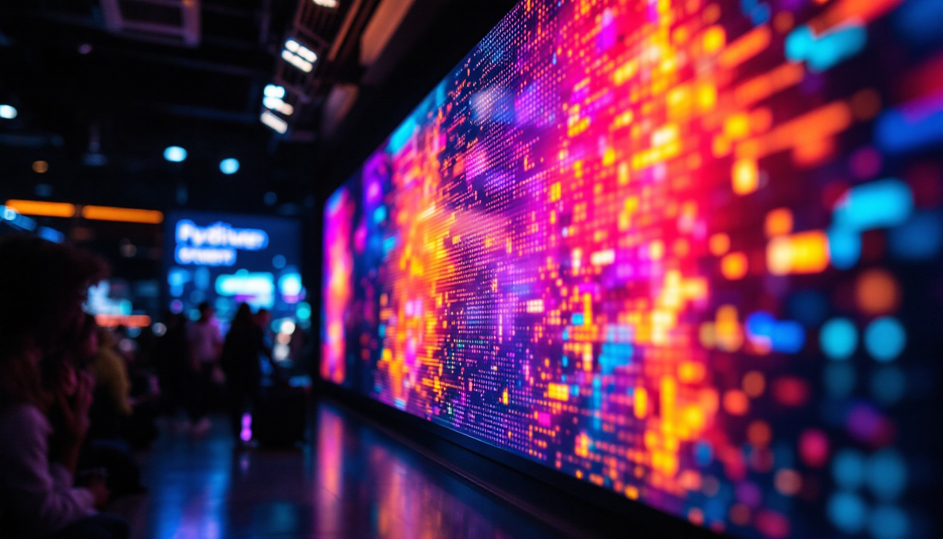 A photograph of a vibrant led display in action