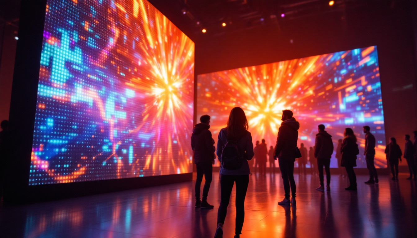 A photograph of a vibrant led display in action