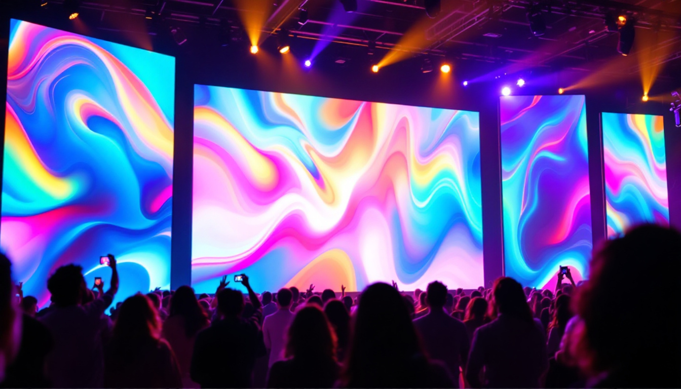 A photograph of a vibrant modular led screen in action
