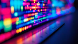A photograph of a close-up view of an led display showcasing vibrant colors and sharp details