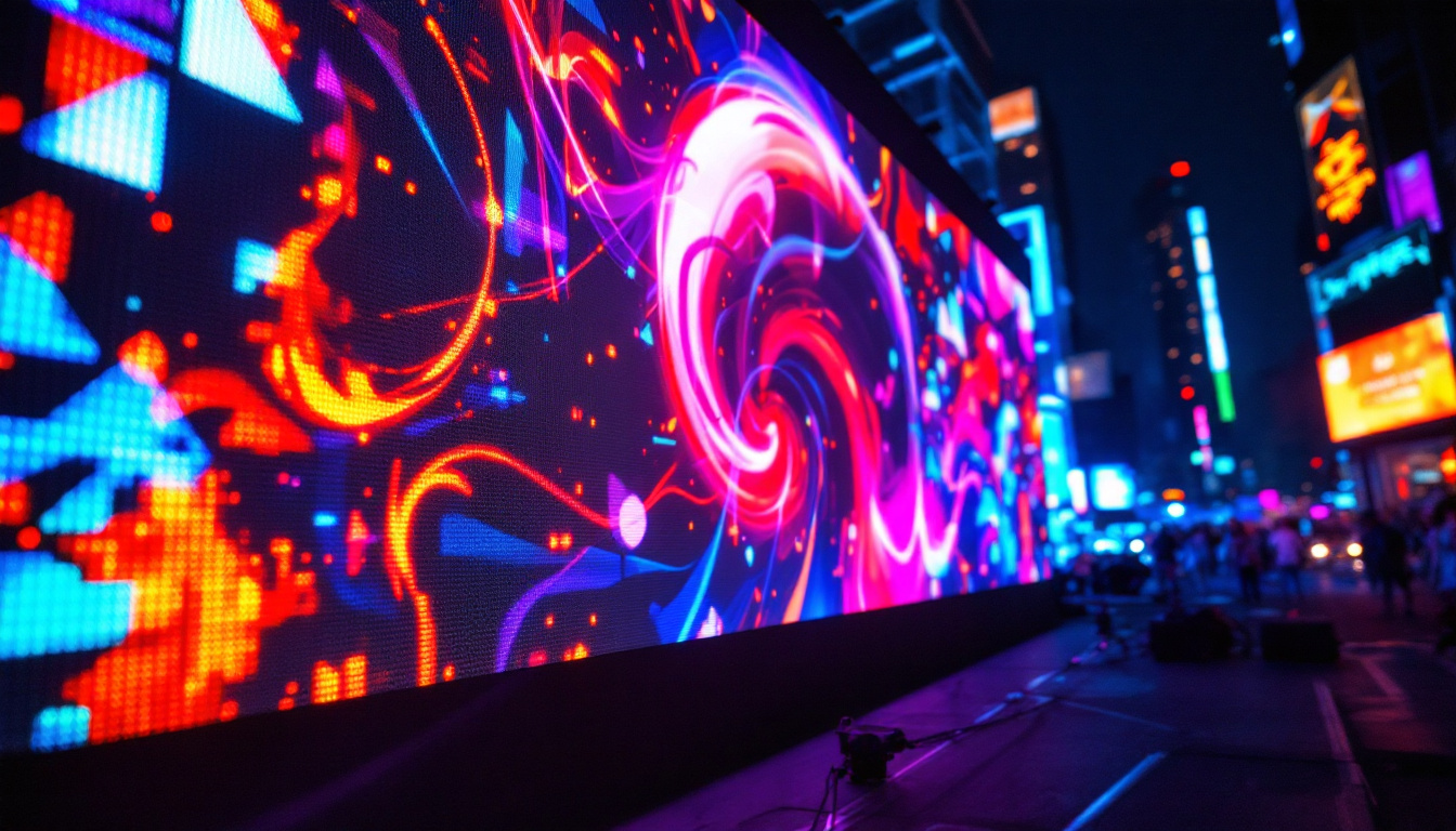 A photograph of a vibrant led display in action
