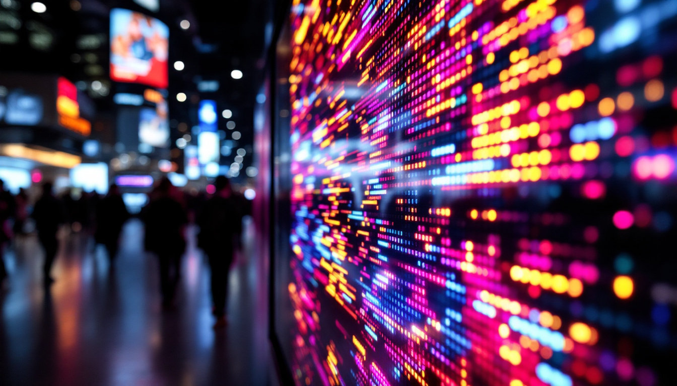 A photograph of capture a photograph of a vibrant led display showcasing dynamic visuals and colors