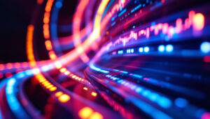 A photograph of a vibrant led display showcasing a dynamic