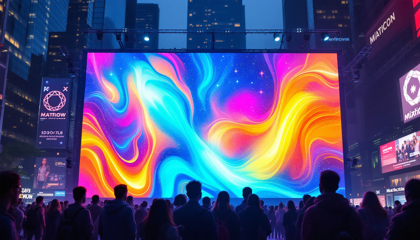 A photograph of a vibrant led display in use