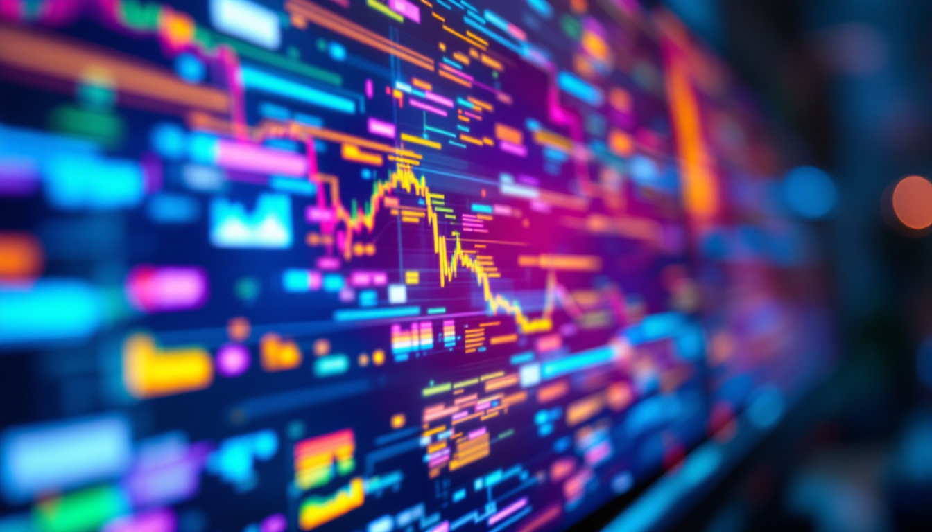 A photograph of a close-up shot of a vibrant led monitor displaying colorful graphics or images