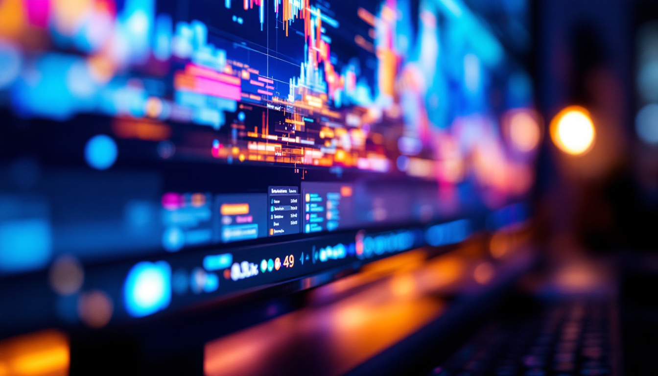 A photograph of a close-up shot of an lcd monitor displaying vibrant colors and sharp images