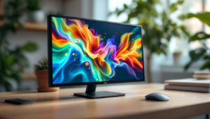 A photograph of capture a photograph of a small led monitor displaying vibrant