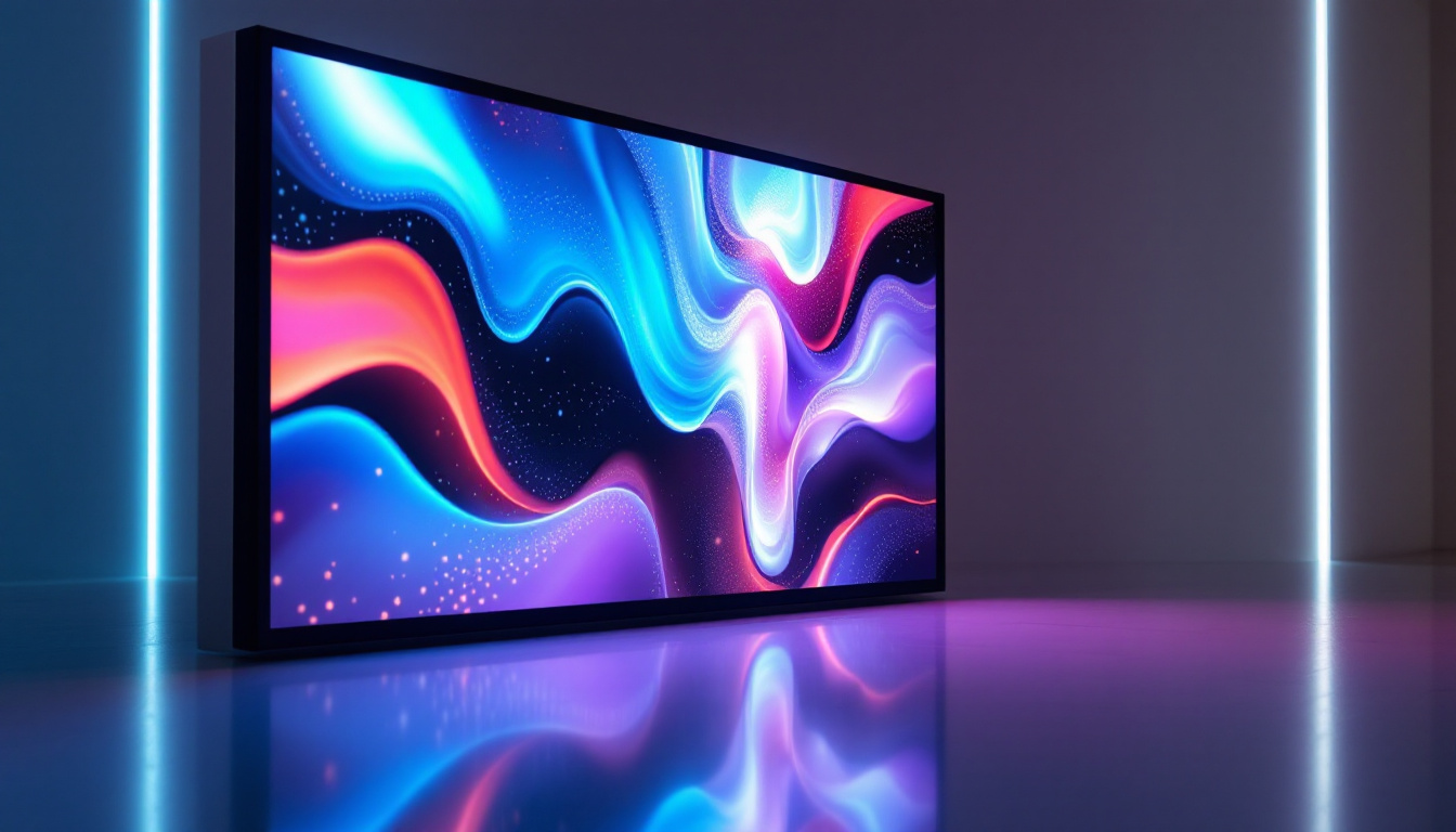 A photograph of capture a photograph of a vibrant led display showcasing dynamic graphics or colors