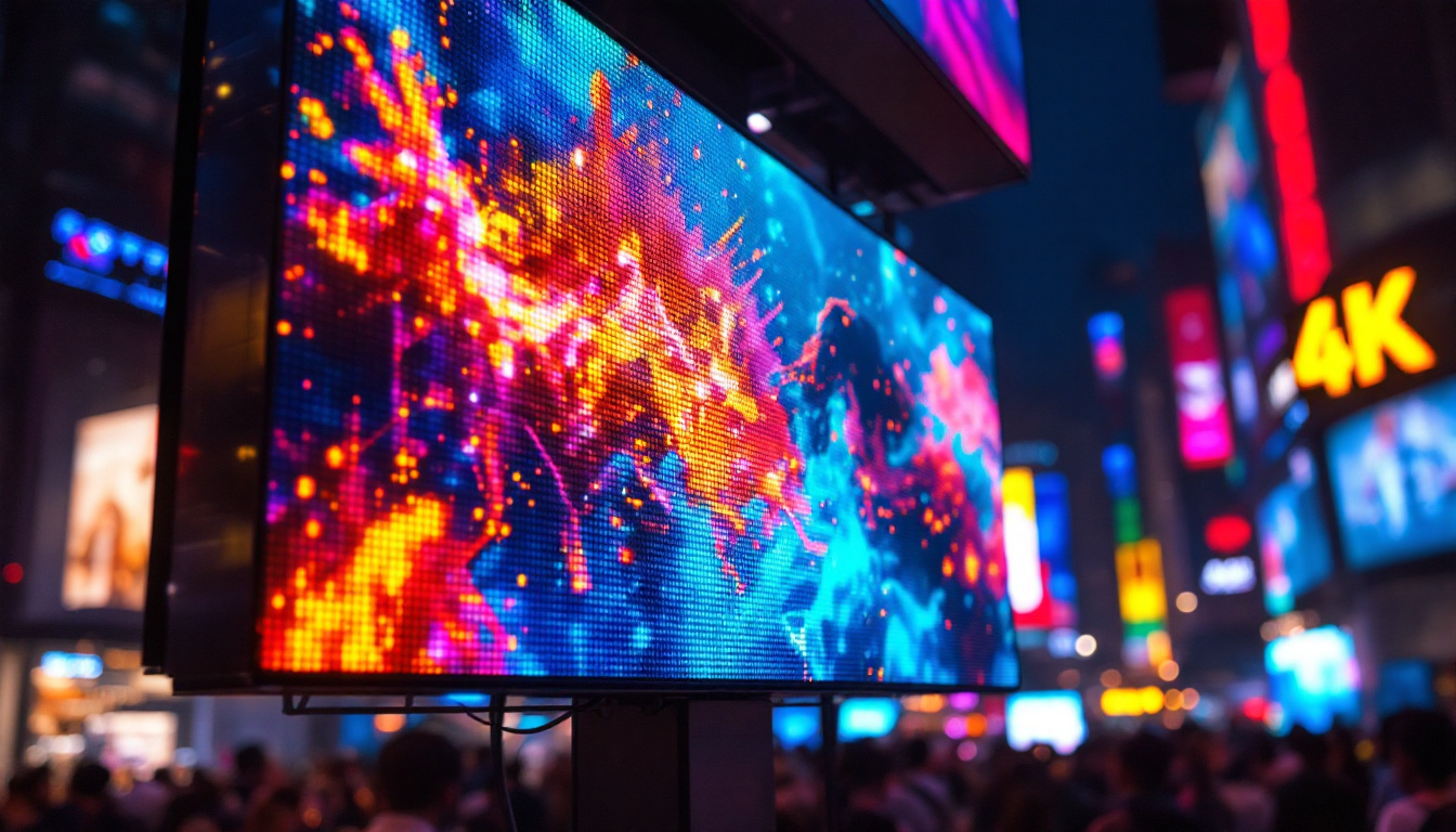 A photograph of a vibrant led display showcasing a high-resolution image