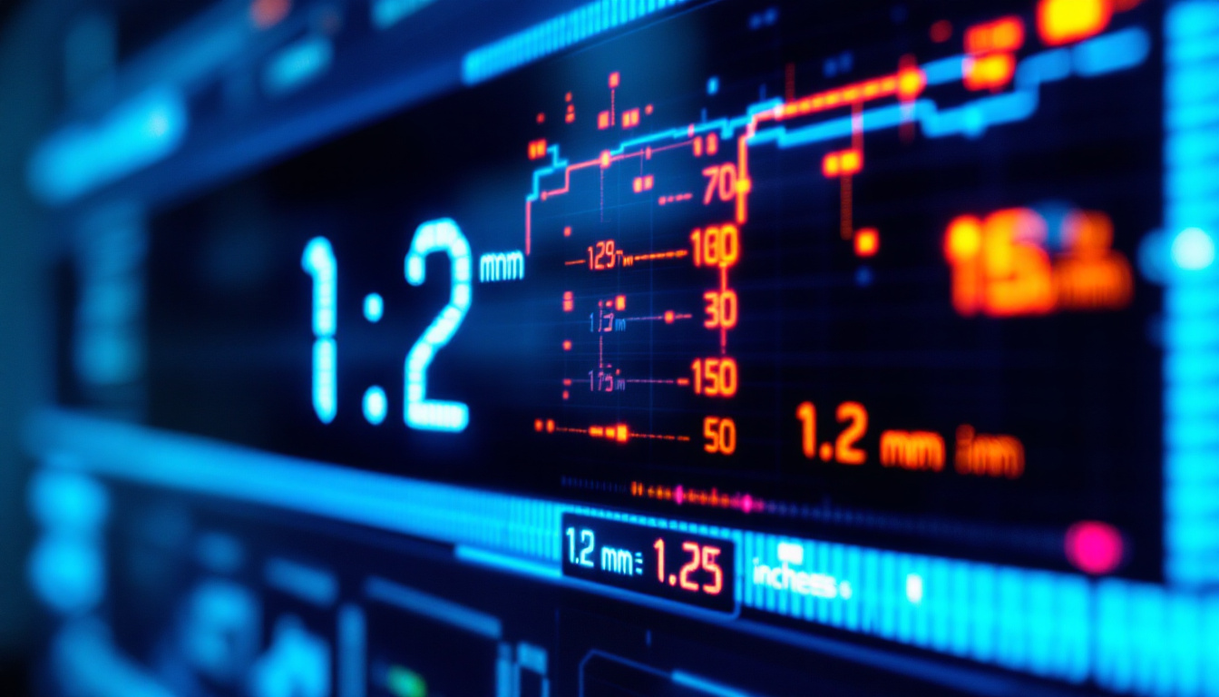A photograph of a close-up of a led display screen showing a measurement conversion chart